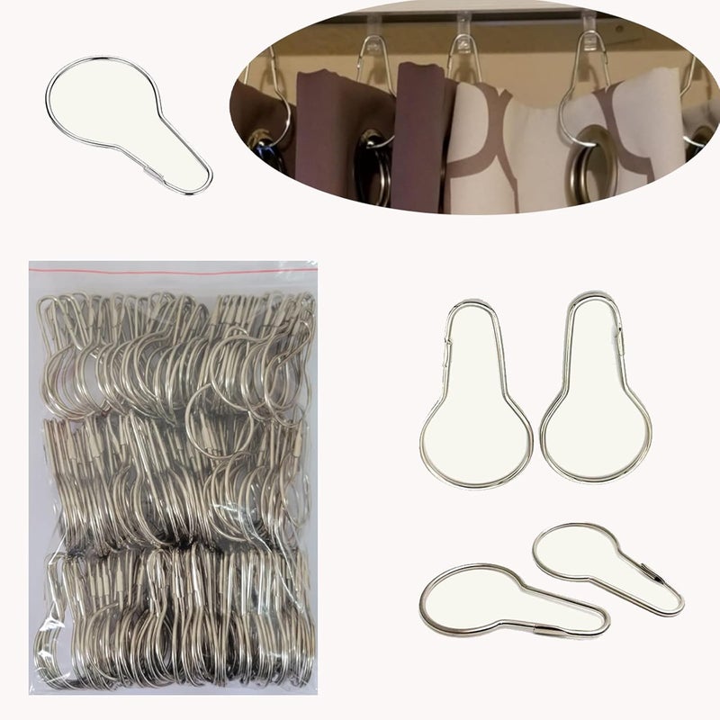 HLCM Shower Curtain Rings Hooks, Rust-Resistant Metal Shower Curtain Hooks, Stainless Steel Shower Curtain Rings for Bathroom Shower Curtain Rod (200PCS) - Image 1